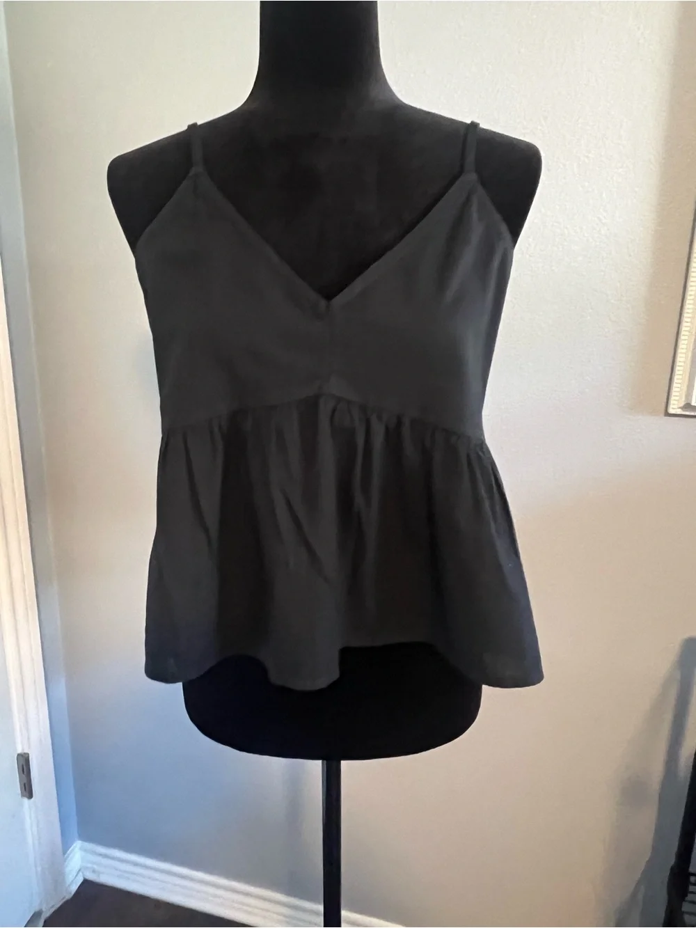 Abound Black Spaghetti Strap Peplum Camisole